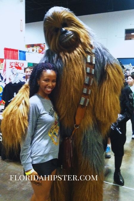 NikkyJ with Chewbauca at Tampa Bay Comic Con