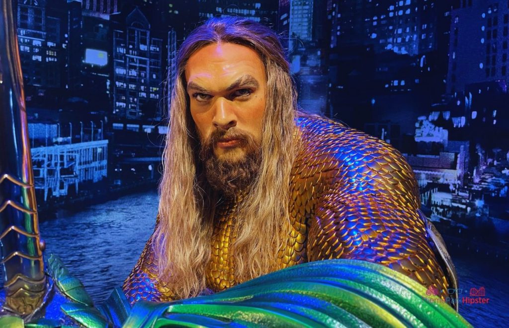 Aqua Man in Madame Tussauds Museum in Orlando Icon Park. Keep reading to learn more about rainy day activities in Orlando. 