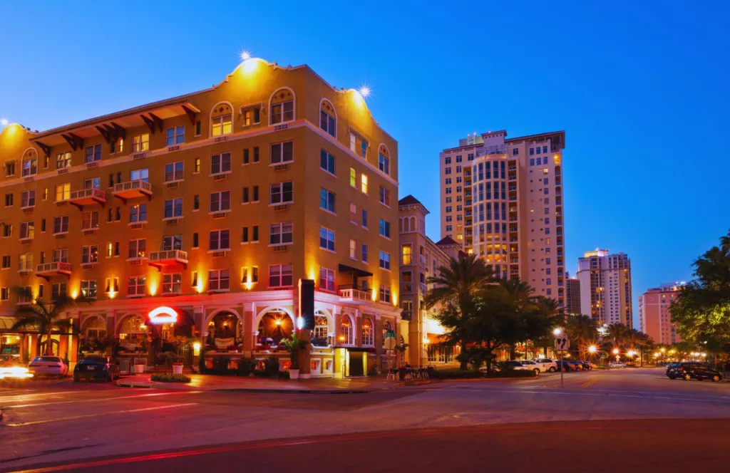 Downtown St. Pete at night. Keep reading for the full guide to the best Florida day trips from The Villages, Florida. 