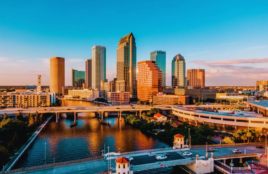 Downtown Tampa at Sunset. Keep reading to get the best days trips from The Villages, Florida.