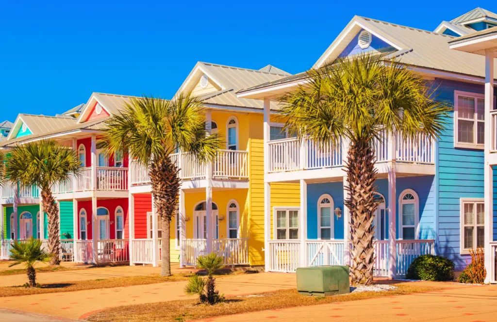 Panama City Beach, Florida Colorful Homes. Keep reading to get the best things to do in the Florida Panhandle.