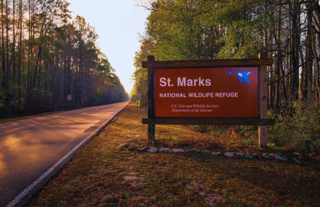 St. Marks National Wildlife Refuge Entrance, Florida. Keep reading to get the best things to do in the Florida Panhandle.