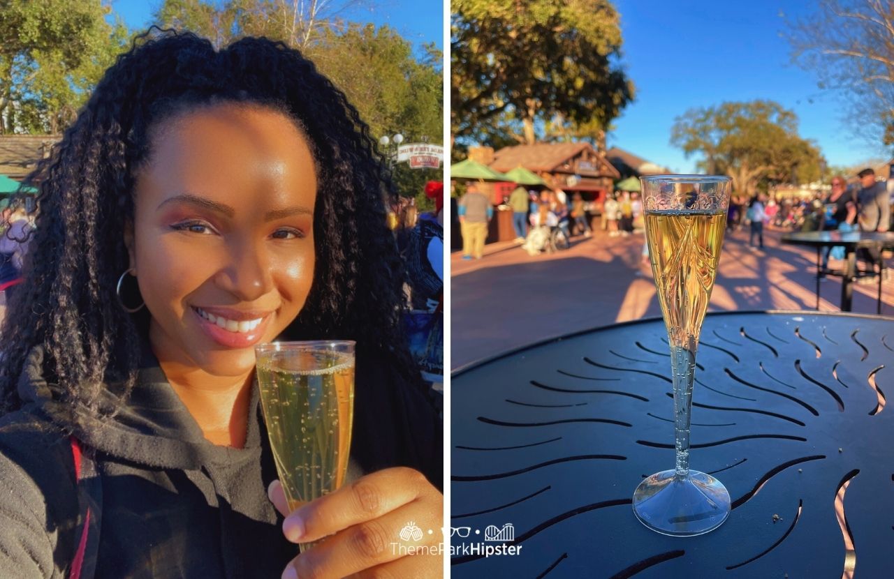 Epcot Festival of the Arts Disney World Nikky in Canada Pavilion with Champagne Drink. Florida in February.