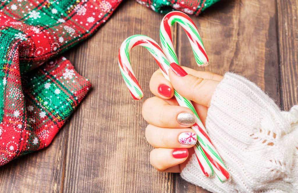 Florida Christmas Nails with Candy Canes