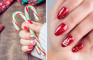 Florida Christmas Nails with Candy Canes