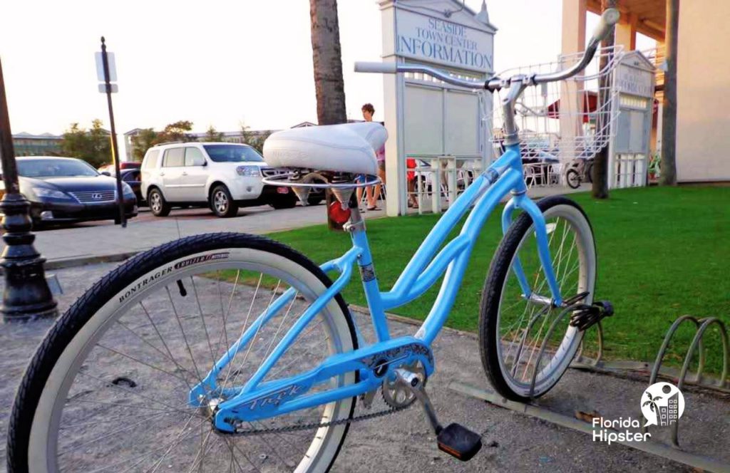 Seaside, Florida with blue bike at Town Center